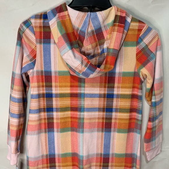 CAT & JACK Girls' Printed Union Suit Onesies Fleece Plaid Pajamas w. Hood - Picture 7 of 15